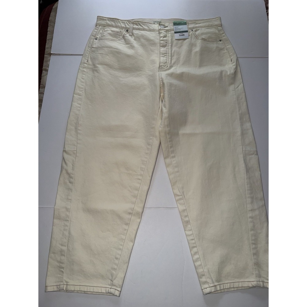 Terra & Sky Women 20W Plus Barrel Beige Jeans High Rise Pants Cotton Blend NWT